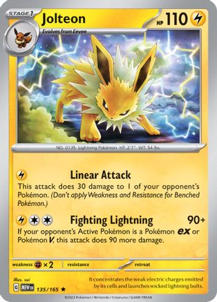 Jolteon 135 - Reverse Holofoil SV Scarlet & Violet 151 - Rare