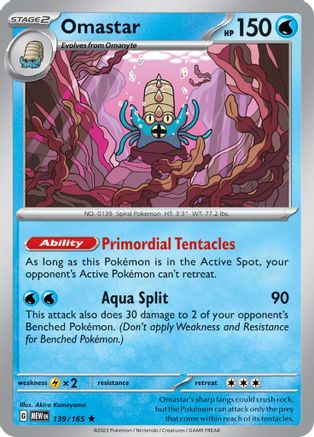 Omastar 139 - Holofoil SV Scarlet & Violet 151 - Rare