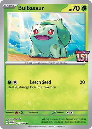 Bulbasaur (Best Buy Exclusive) 001/165 - Reverse Holofoil Miscellaneous Cards & Products - Promo