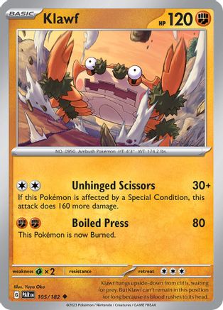 Klawf 105 - Reverse Holofoil SV04 Paradox Rift - Uncommon