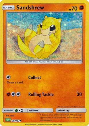 Sandshrew 008 - Holofoil Trading Card Game Classic - Classic Collection