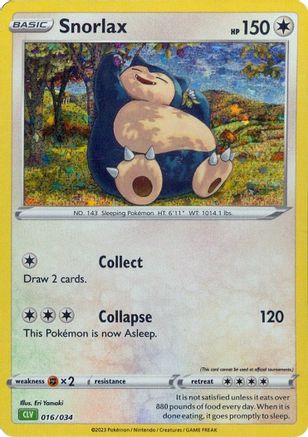 Snorlax 016 - Holofoil Trading Card Game Classic - Classic Collection