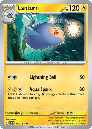 Lanturn 021 - Reverse Holofoil SV Paldean Fates - Uncommon