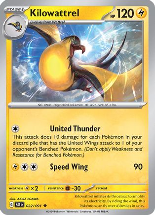 Kilowattrel 022/091 - Reverse Holofoil SV Paldean Fates - Uncommon