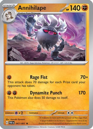Annihilape 047/091 - Holofoil SV Paldean Fates - Rare