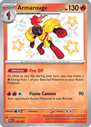 Armarouge 115/091 - Holofoil SV Paldean Fates - Shiny Rare