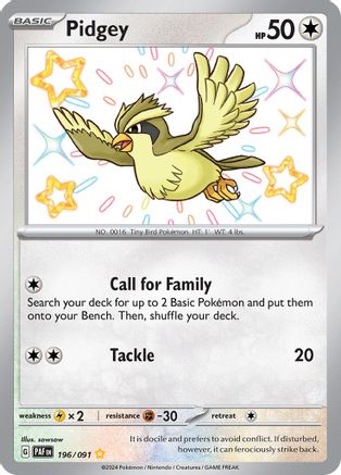 Pidgey 196 - Holofoil SV Paldean Fates - Shiny Rare