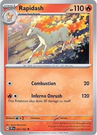 Rapidash 027 - Reverse Holofoil SV05 Temporal Forces - Uncommon