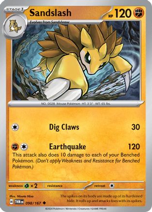 Sandslash 098 - Reverse Holofoil SV06 Twilight Masquerade - Uncommon
