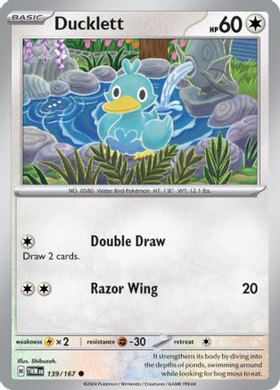 Ducklett 139 - Reverse Holofoil SV06 Twilight Masquerade - Common