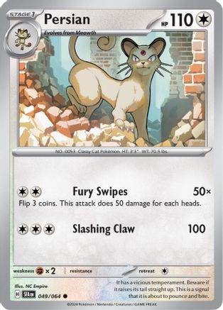 Persian 049/064 - Reverse Holofoil SV Shrouded Fable - Common