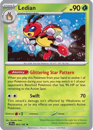 Ledian 003/142 - Reverse Holofoil SV07 Stellar Crown - Rare