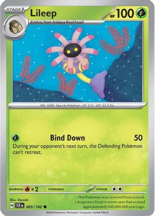 Lileep 005/142 - Reverse Holofoil SV07 Stellar Crown - Common