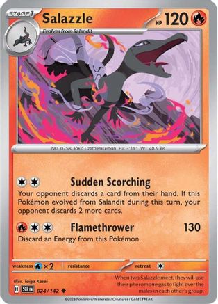 Salazzle 024 - Reverse Holofoil SV07 Stellar Crown - Uncommon