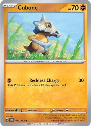 Cubone 072 - Reverse Holofoil SV07 Stellar Crown - Common