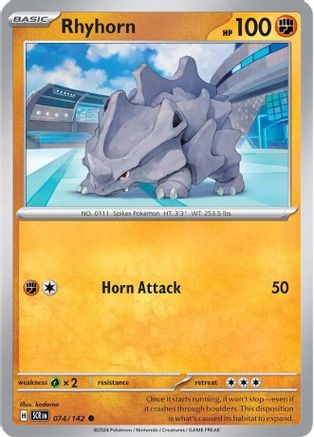 Rhyhorn 074 - Reverse Holofoil SV07 Stellar Crown - Common