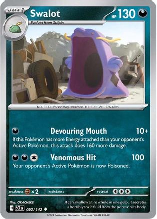 Swalot 092 - Reverse Holofoil SV07 Stellar Crown - Uncommon