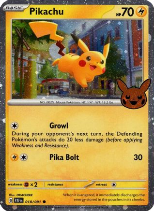 Pikachu (Cosmos Holo) 018/091 - Holofoil Trick or Trade BOOster Bundle 2024 - Holo Rare