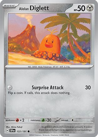 Alolan Diglett 122 - Reverse Holofoil SV08 Surging Sparks - Common