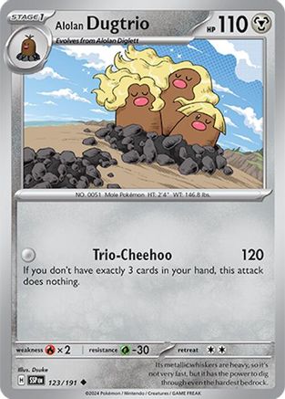 Alolan Dugtrio 123/191 - Reverse Holofoil SV08 Surging Sparks - Uncommon