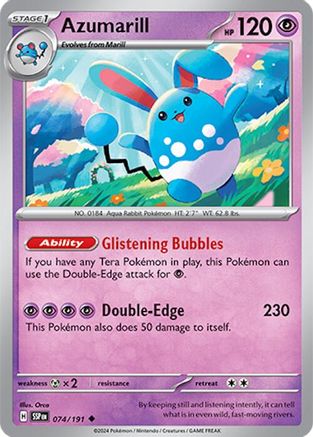 Azumarill 074 - Reverse Holofoil SV08 Surging Sparks - Uncommon