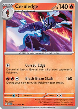 Ceruledge 035/191 - Reverse Holofoil SV08 Surging Sparks - Uncommon