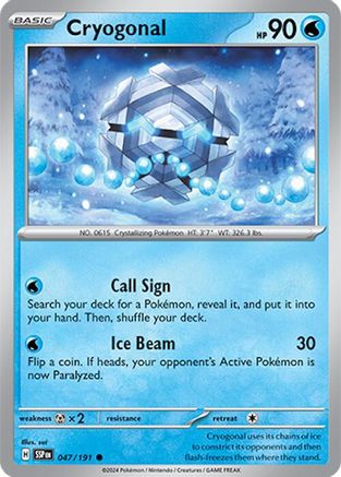 Cryogonal 047 - Reverse Holofoil SV08 Surging Sparks - Common