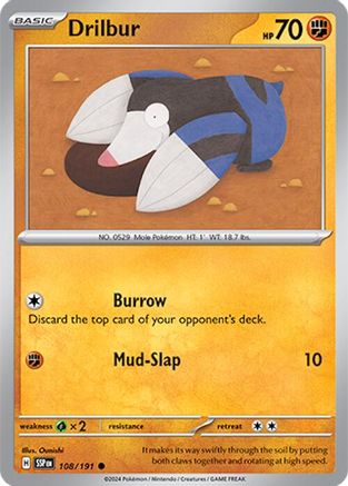 Drilbur 108 - Reverse Holofoil SV08 Surging Sparks - Common