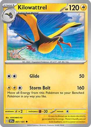 Kilowattrel 067 - Reverse Holofoil SV08 Surging Sparks - Uncommon