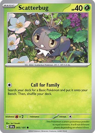 Scatterbug 005 - Reverse Holofoil SV08 Surging Sparks - Common