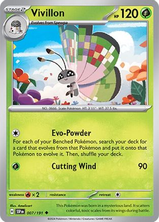 Vivillon 007/191 - Reverse Holofoil SV08 Surging Sparks - Uncommon