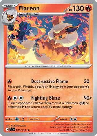 Flareon 013 - Reverse Holofoil SV Prismatic Evolutions - Rare