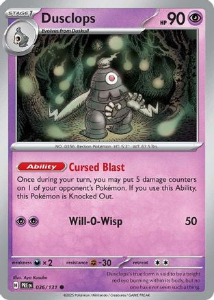 Dusclops 036 - Reverse Holofoil SV Prismatic Evolutions - Common