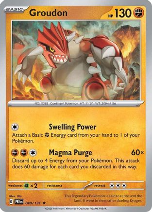 Groudon 049 - Reverse Holofoil SV Prismatic Evolutions - Rare