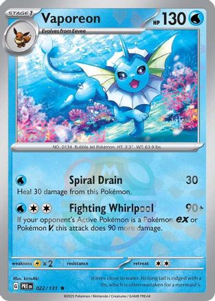 Vaporeon (Master Ball Pattern) 022 - Holofoil SV Prismatic Evolutions - Rare