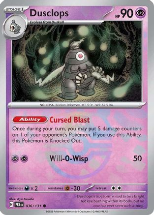 Dusclops (Master Ball Pattern) 036 - Holofoil SV Prismatic Evolutions - Common