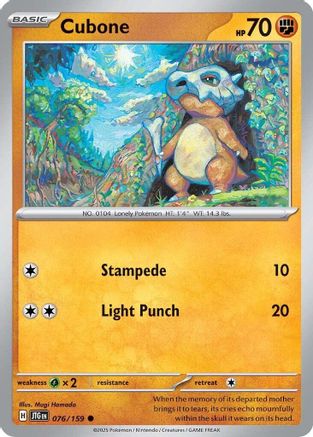 Cubone 076 - Reverse Holofoil SV09 Journey Together - Common