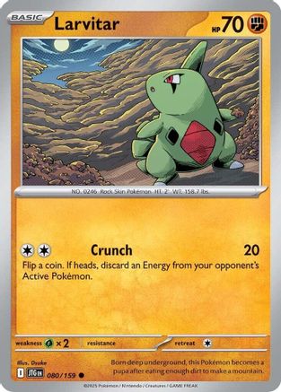 Larvitar 080 - Reverse Holofoil SV09 Journey Together - Common