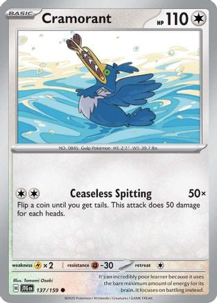 Cramorant 137 - Reverse Holofoil SV09 Journey Together - Common