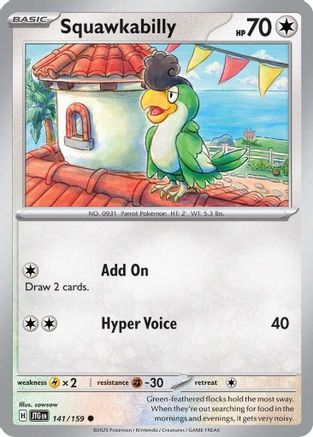 Squawkabilly 141 - Reverse Holofoil SV09 Journey Together - Common