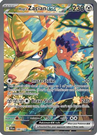 Hop's Zacian ex 186/159 - Holofoil SV09 Journey Together - Special Illustration Rare