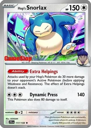 Hop's Snorlax (GameStop) 117/159 - Holofoil Miscellaneous Cards & Products - Promo