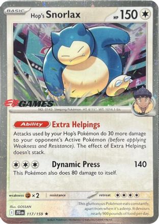 Hop's Snorlax (EB Games) 117/159 - Holofoil Miscellaneous Cards & Products - Promo