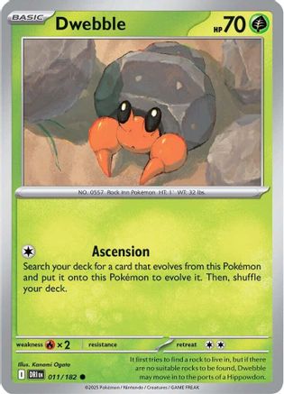 Dwebble 011 - Reverse Holofoil SV10 Destined Rivals - Common