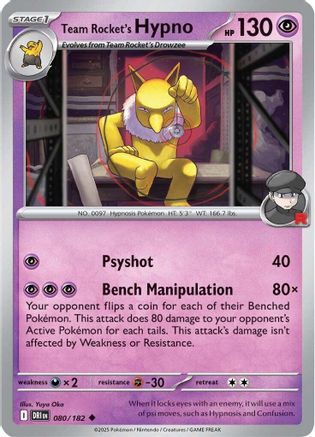 Team Rocket's Hypno 080 - Reverse Holofoil SV10 Destined Rivals - Uncommon