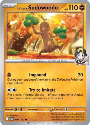 Ethan's Sudowoodo 093 - Reverse Holofoil SV10 Destined Rivals - Common