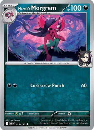 Marnie's Morgrem 135 - Reverse Holofoil SV10 Destined Rivals - Uncommon