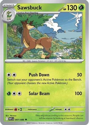 Sawsbuck 007 - Reverse Holofoil SV White Flare - Uncommon