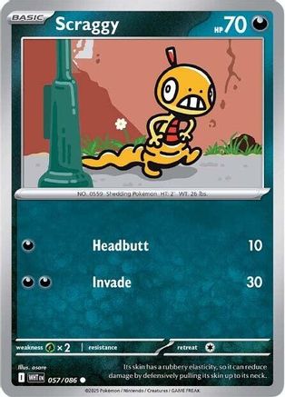 Scraggy 057 - Reverse Holofoil SV White Flare - Common