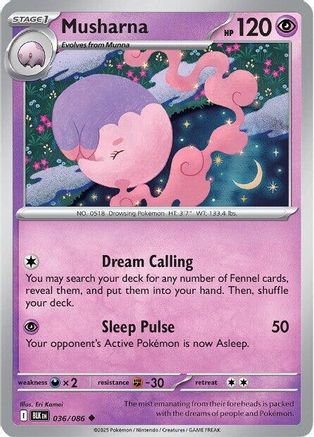 Musharna 036 - Reverse Holofoil SV Black Bolt - Uncommon